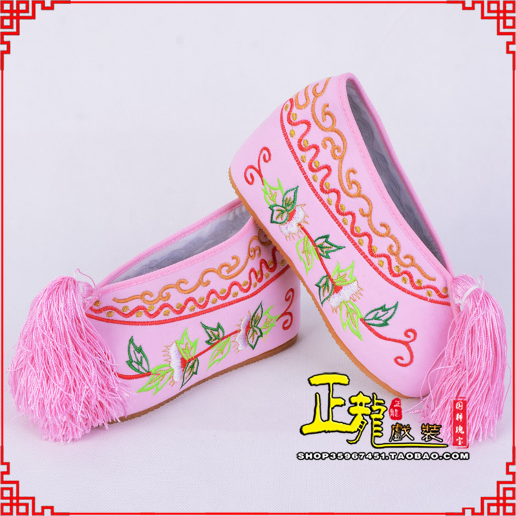 南京花旦鞋女绣花彩鞋 舒适款草花内高彩鞋